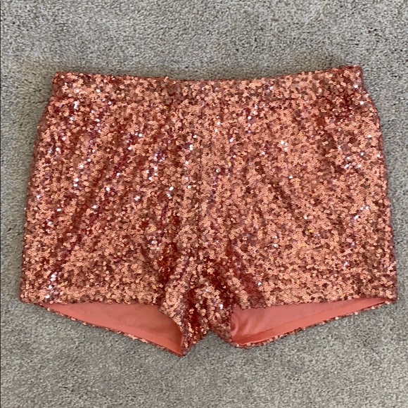 rose gold sequin shorts